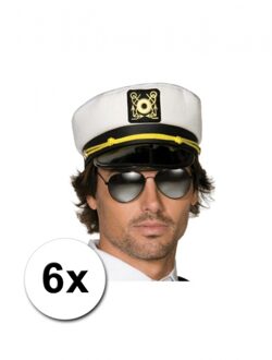 Kapitein pet - 6x - one size - volwassenen - maritiem thema - carnaval