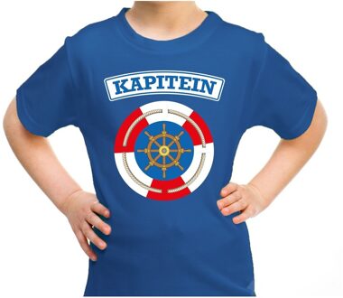 Kapitein verkleed t-shirt blauw voor kinderen M (134-140)