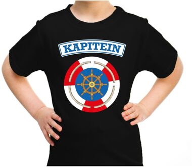 Kapitein verkleed t-shirt zwart voor kinderen L (146-152)
