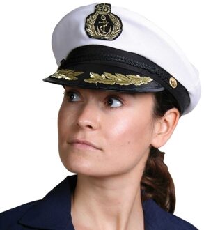 Kapiteinspet - matroos / schippers pet - volwassenen - carnaval - pride Wit