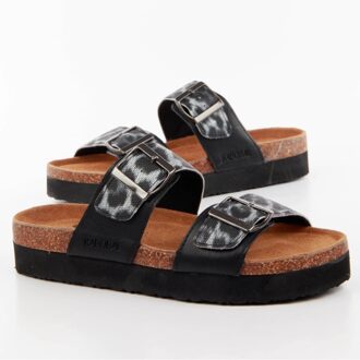 Kaporal damesmuiltjes met luipaardprint Zwart - EU 36