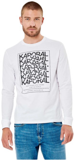 Kaporal Wit Lang Mouw Katoenen T-Shirt Kaporal , White , Heren - Xl,L