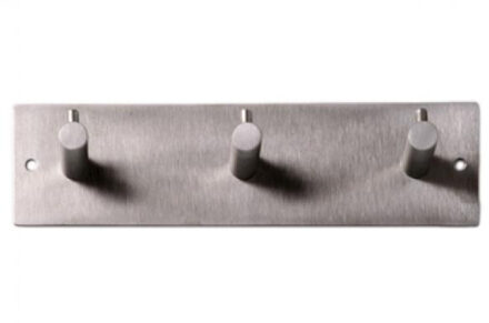 Kapstok - 3 ophang haken - RVS - zilver - 19 x 5 cm - wandkapstok