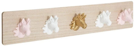 kapstok - eenhoorn - 5 haaks - MDF/kunststof - 55 x 6 x 10 cm - Kapstokken Multikleur