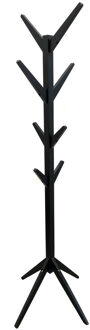 Kapstok - zwart - hout - 8 haken - 178 cm - staand