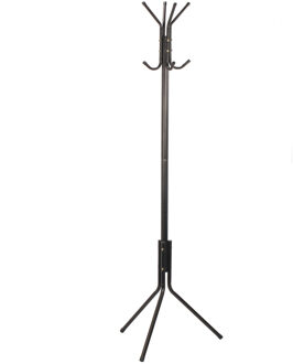 Kapstok - Zwart - Metaal - 8 ophanghaken - 48 x 170 cm - Staand model - Kapstokken