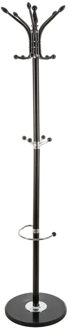 kapstok - zwart - metaal/kunststof - 14 haaks - 37 x 182 cm - Kapstokken