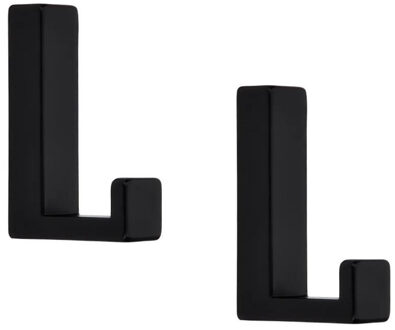 Kapstokhaak - 4x - zwart - 4 x 6,1 cm - metaal - enkele haak - modern - jashaken - kapstok haak