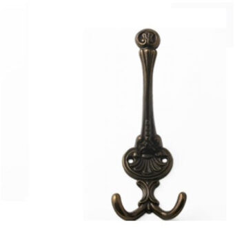 Kapstokhaken - 1x stuks - dubbele haak - garderobe - antiek bruin - 7,5 x 3 cm