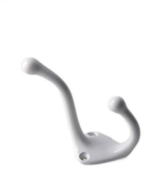Kapstokhaken - 1x stuks - wit - enkele haak - aluminium - 7,5 x 3,2 cm - garderobe haken