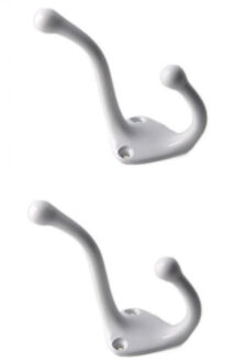 Kapstokhaken - 6x stuks - wit - enkele haak - aluminium - 7,5 x 3,2 cm - garderobe haken