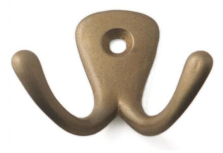 Kapstokhaken luxe - dubbele haak - aluminium - brons - 4,2 x 5,0 cm - ophang haken - jashaken