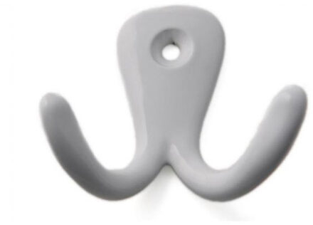 Kapstokhaken luxe - dubbele haak - aluminium - wit - 4,2 x 5,0 cm - ophang haken - jashaken