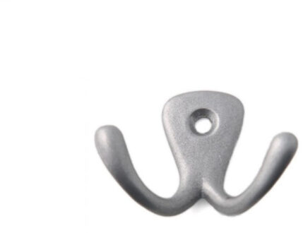 Kapstokhaken luxe - dubbele haak - aluminium - zilver - 4,2 x 5,0 cm - ophang haken - jashaken