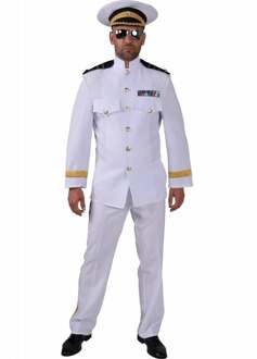 Kapteins kostuum man elite Wit - Transparant