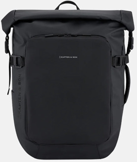 Kapten & Son Lisbon roll-top laptoprugzak all black Zwart