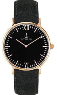 Kapten & Son Mod. Campina All Black RG Leather - Horloge