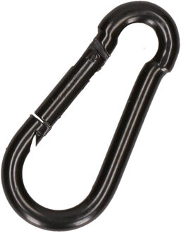 Karabijnhaak - 1x - zwart - staal - 5 cm - carabiner - 80 kg draagkracht