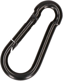 Karabijnhaak - 1x - zwart - staal - 6 cm - carabiner - 120 kg draagkracht