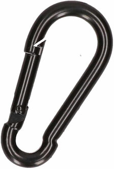 Karabijnhaak - 1x - zwart - staal - 8 cm - carabiner - 230 kg draagkracht