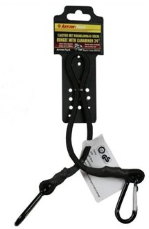 Karabijnhaak met elastiek - voor bagage of trolley - 60 cm Zwart