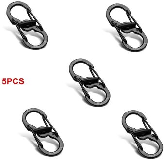 Karabijnhaak Met Slot Anti-Diefstal Outdoor 5Pcs Draagbare Roestvrij Staal Type Camping Rugzak Gesp Tool Mini Sleutelhanger Haak