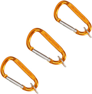 Karabijnhaak sleutelhanger 3x metaal geel goud 8 cm - Karabijnhaken
