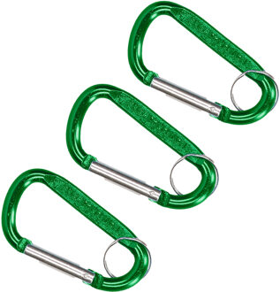 Karabijnhaak sleutelhanger - 3x - metaal - groen - 8 cm - Karabijnhaken