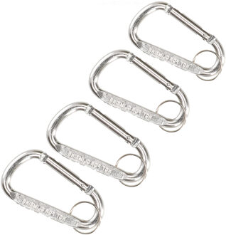 Karabijnhaak sleutelhanger 4x metaal zilver 8 cm