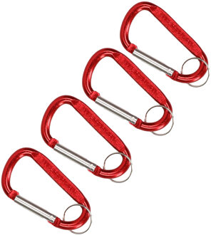 Karabijnhaak sleutelhanger sleutelhanger 4x metaal rood 8 cm