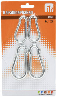Karabijnhaken - 4x stuks - 6 en 8 cm - karabijnhaak - snaphooks/ carabiners