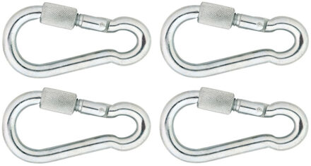 Karabijnhaken - 4x - verzinkt staal - 9 cm - karabijnhaak - snaphooks/ carabiners