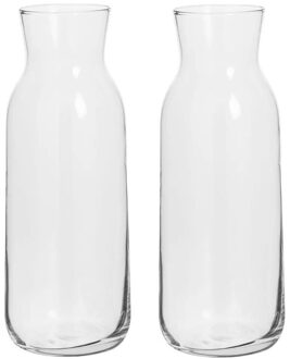 Karaf - 2x stuks - 0,7 liter - glas - smalle hals - decanteer - 8 x 20 cm