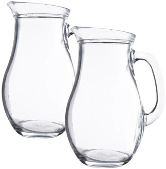 Karaf - 2x stuks - water of wijn - glas - 1 liter - bol model - Waterkan - Sapkan