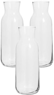 Karaf - 3x stuks - 0,7 liter - glas - smalle hals - decanteer - 8 x 20 cm