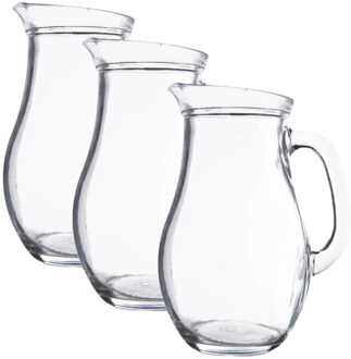 Karaf - 3x stuks - water of wijn - glas - 1 liter - bol model - Waterkan - Sapkan