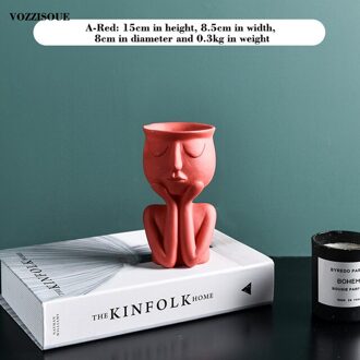 Karakter Portret Bloempot Desktop Vaas Hars Vetplanten Planten Pot Abstract Menselijk Gezicht Bloempot Thuis Micro Landschap Decor Bruin