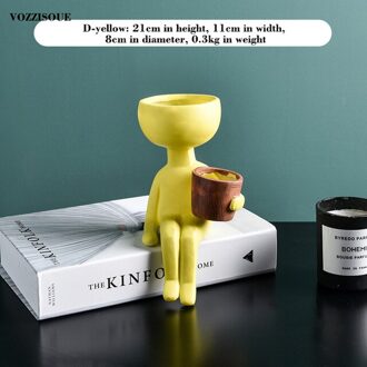 Karakter Portret Bloempot Desktop Vaas Hars Vetplanten Planten Pot Abstract Menselijk Gezicht Bloempot Thuis Micro Landschap Decor MULTI