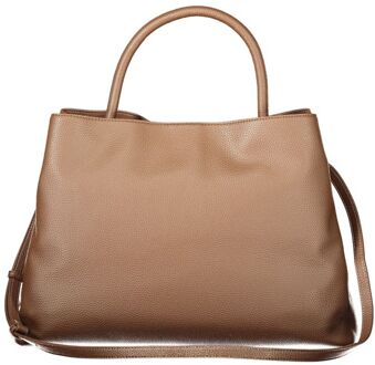 Karamel Handtas Met Rits Sluiting Bruin - One Size