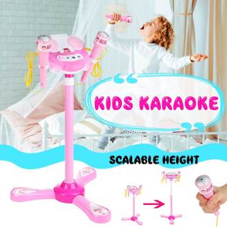 Karaoke Machine Set 2 Microfoons Muziek Spelen Speelgoed Verstelbare Standaard Voor Kid Thuis Meisje Zingen Systeem Kinderen Jongen Verjaardag