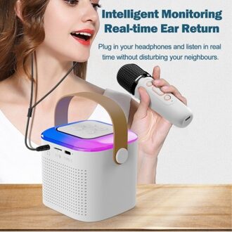 Karaoke Machine with Wireless Microphone Portable for Adults & Kids BT Karaoke Speaker RGB Lights Speaker Supports TF Card Type-C Headphone Auxin Monitoring for Party Meeting