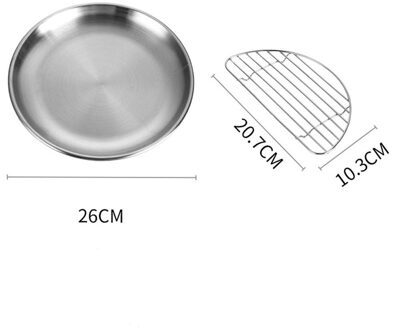 Karbonade Plaat Cafe Salade Roestvrij Stalen Plaat (23Cm/26Cm) Met Rack groot 26cm
