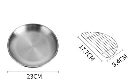 Karbonade Plaat Cafe Salade Roestvrij Stalen Plaat (23Cm/26Cm) Met Rack klein 23cm
