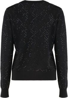 Kardigan In Wol Met Kristallen - maat Zwart