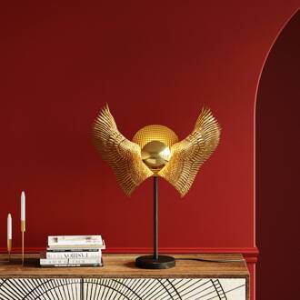 Kare Bird Wings tafellamp, messing gecoat goud, zwart