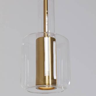 Kare Candy Bar hanglamp, goudkleurig, staal, glas, 1-lamp. goud, helder