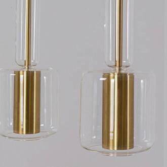 Kare Candy Bar hanglamp, goudkleurig, staal, glas, 3-lamps. goud, helder