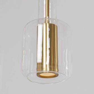 Kare Candy Bar hanglamp, goudkleurig, staal, glas, 5-lamps. goud, helder