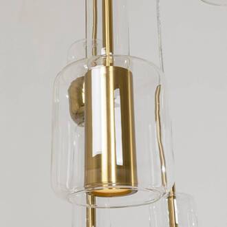 Kare Candy Bar hanglamp, goudkleurig, staal, glas, 6-lamps. goud, helder