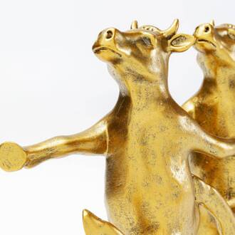 Kare Dansende koeien decoratief beeldje, goudkleurig, polyresin, H 23 cm